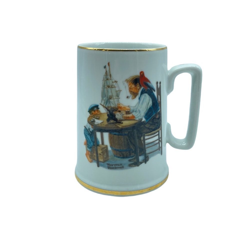 Vintage 1985 Norman Rockwell Museum For A Good Boy 24 Karat Gold Trim Coffee Mug